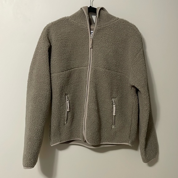 Ardene - Sherpa Zip-Up Hoodie - Taupe - Small - Picture 2 of 6